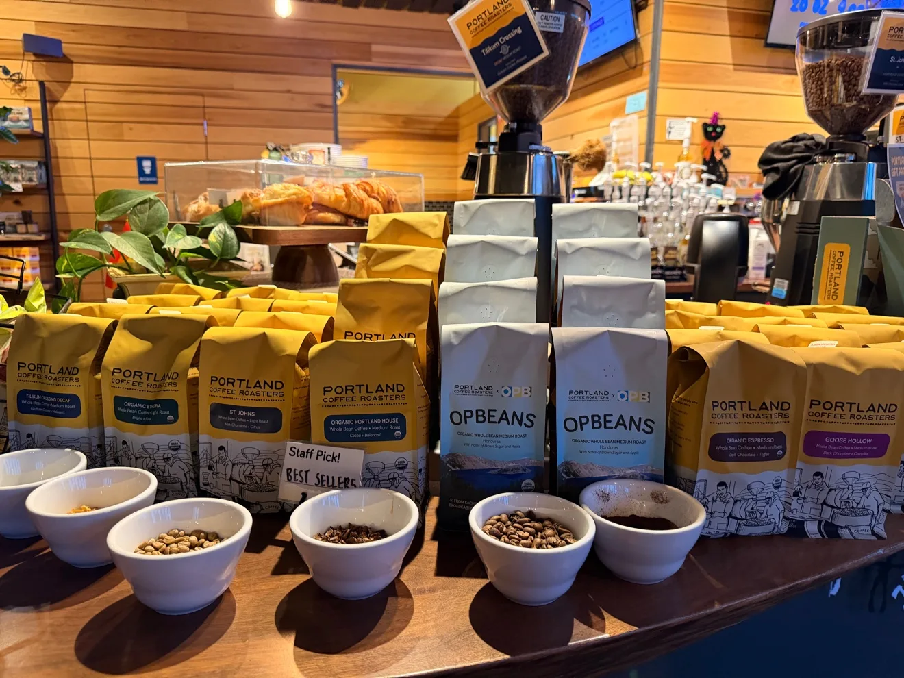 Beans on display at the counter